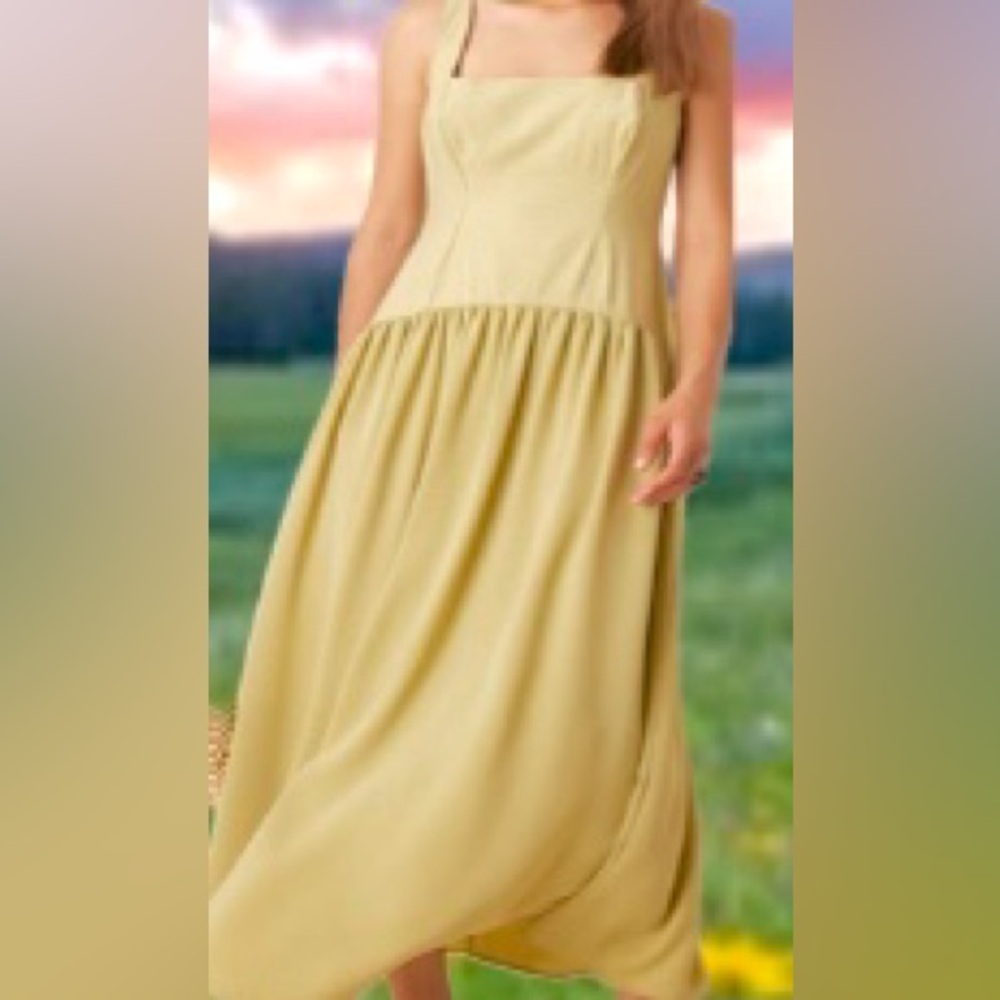 ASOS Yellow Maxi Dress with Square Neck